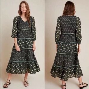 NWT Anthropologie 8 Karoline Tiered Maxi Dress Dainty
Floral Midi Prairie Dress